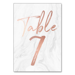 Marble and Rose Gold Script Table Number Card 7