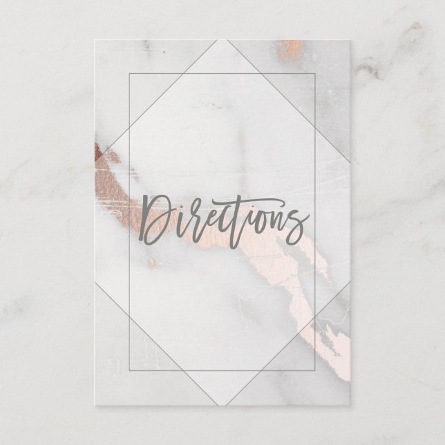MARBLE AND ROSE GOLD WEDDING DIRECTION CARD (Front)