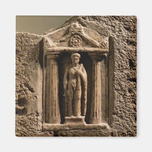 Marble and sandstone votive stele with female figu magnet