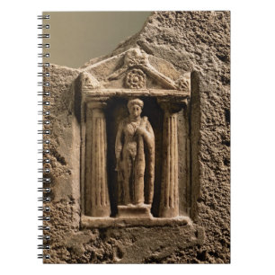 Marble and sandstone votive stele with female figu spiral notebook