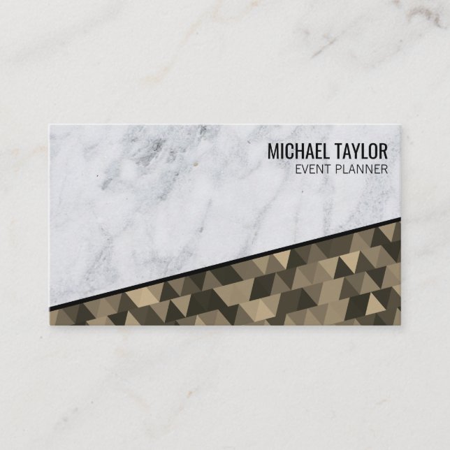 Marble and Triangle Pattern Colour Block Business Card (Front)