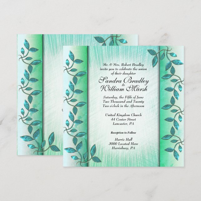 Marble and Vine Wedding Invitation (Front/Back)
