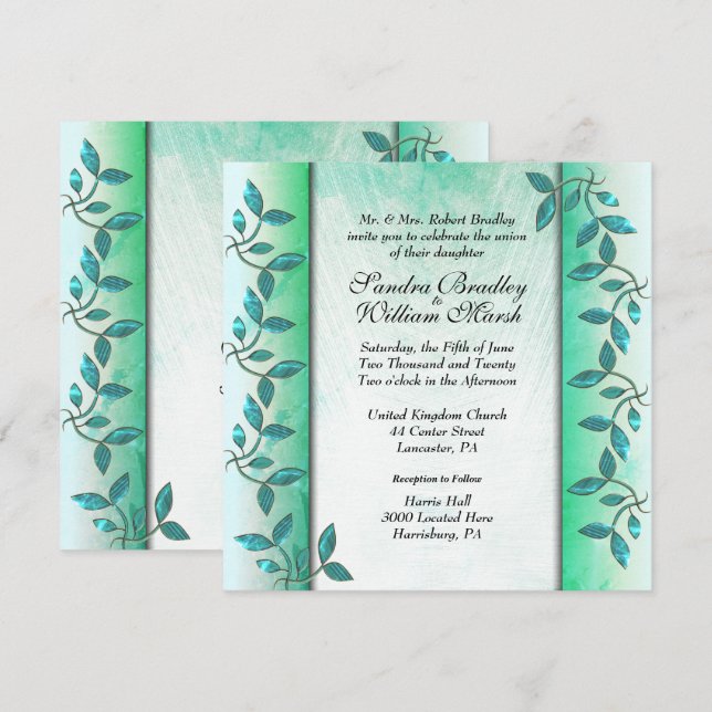 Marble and Vine Wedding Invitation (Front/Back)