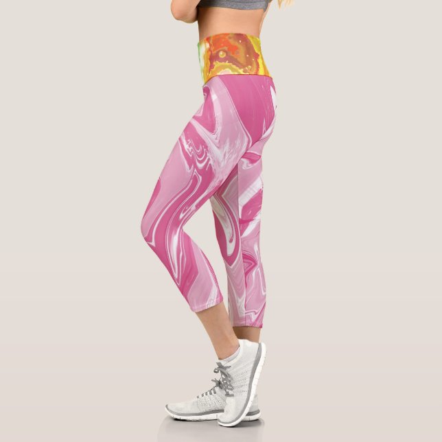Marble And Watercolor  Capri Leggings (Left)