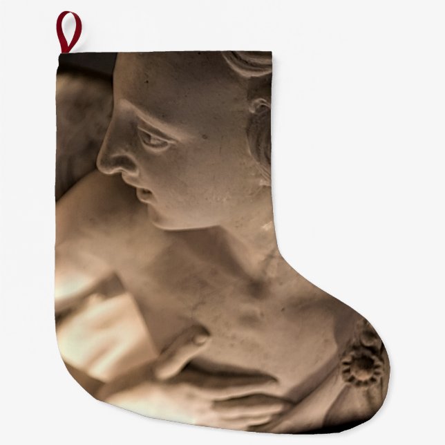 Marble Angel Sculpture Art Print Large Christmas Stocking (Front)
