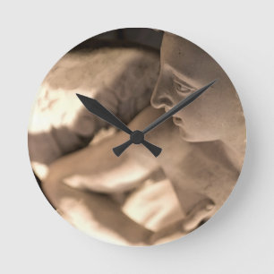 Marble Angel Sculpture Art Print Round Clock