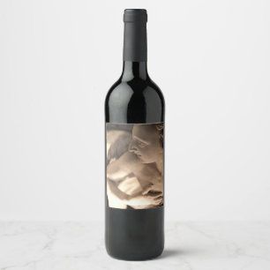 Marble Angel Sculpture Art Print Wine Label