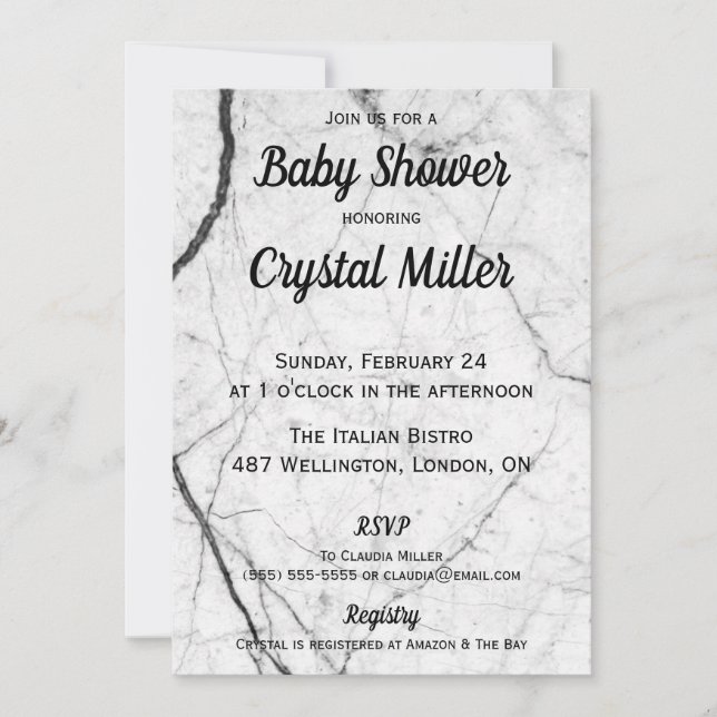Marble Baby Shower Invitation (Front)