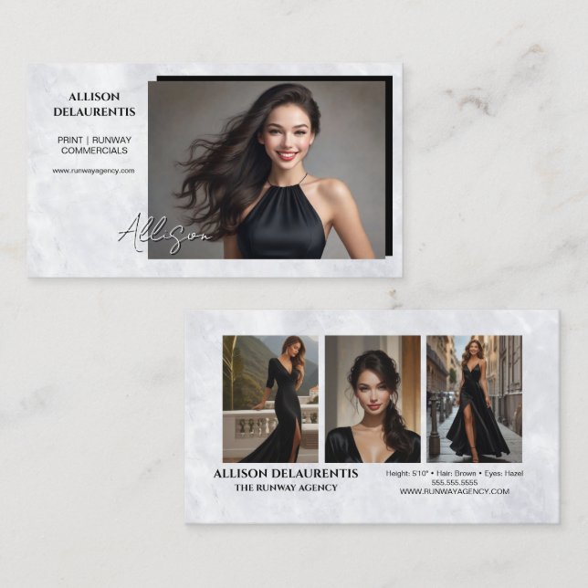 Marble Background Photo Card | Mini Comp Cards (Front/Back)