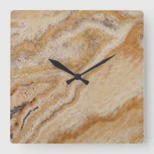 Marble Background Stone Template Tan Natural Square Wall Clock