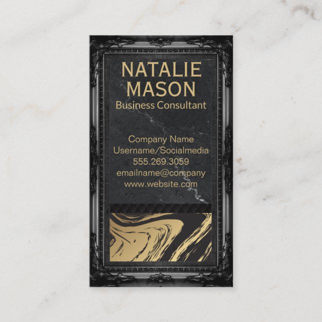 Marble Background | Vintage Frame Business Card (Front)