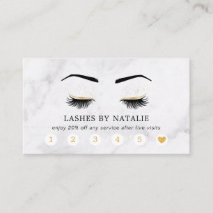 Marble Black and Gold Lash Brow Salon Loyalty Card