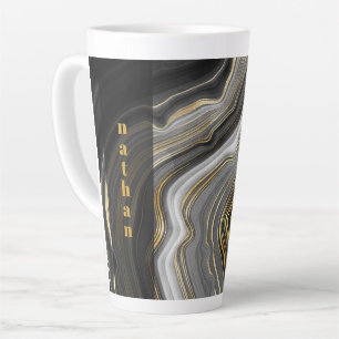Marble Black and Gold Personalized Latte Mug