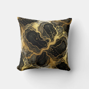 Marble Black and White + Gold Luxury  Cushion