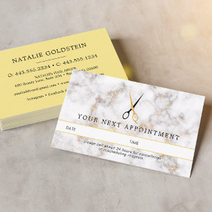 Marble Black Gold Hair Scissors Appointment Card