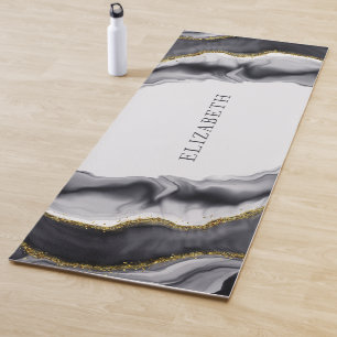 Marble Black Gold Personalise Yoga Mat