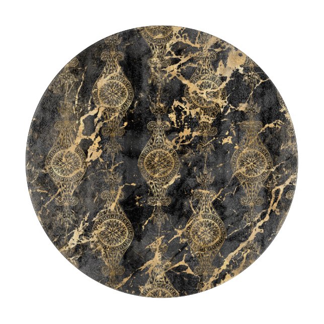 MARBLE BLACK GOLD VINTAGE  TRAY CUTTING BOARD (Front)