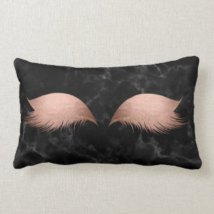 Marble Black Grey Rose Gold Vip Makeup Lashes Lumbar Cushion
