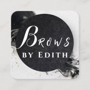 Marble Black Luxury Glitter Brows Square Business Card