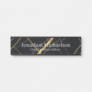 Marble Black, White and Gold Office Door Sign