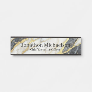 Marble Black, White and Gold Office Door Sign
