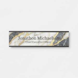 Marble Black, White and Gold Office Door Sign
