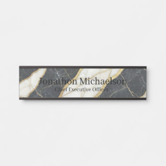 Marble Black, White and Gold Office Door Sign