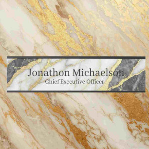 Marble Black, White and Gold Office Door Sign