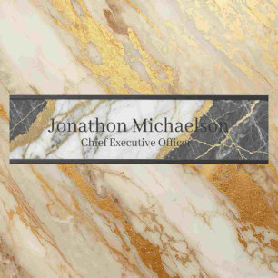 Marble Black, White and Gold Office Door Sign