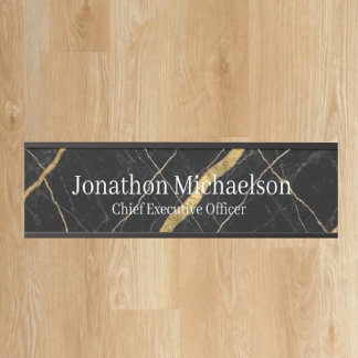 Marble Black, White and Gold Office Door Sign