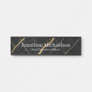 Marble Black, White and Gold Office Door Sign