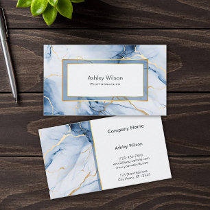 Marble Blue and Gold Custom Business Card
