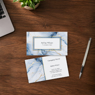 Marble Blue and Gold Custom Business Card