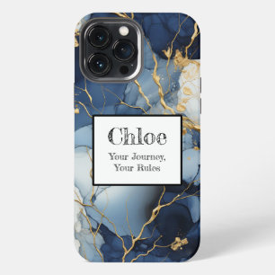Marble Blue&Gold Your Journey, Your Rules iPhone 13 Pro Max Case