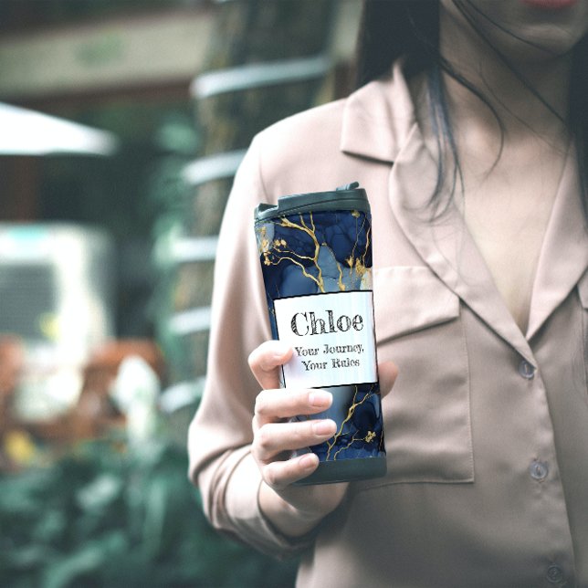 Marble Blue&Gold Your Journey, Your Rules Thermal Tumbler (Creator Uploaded)