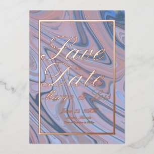 Marble Blue Save the Date  Gold Pressed 