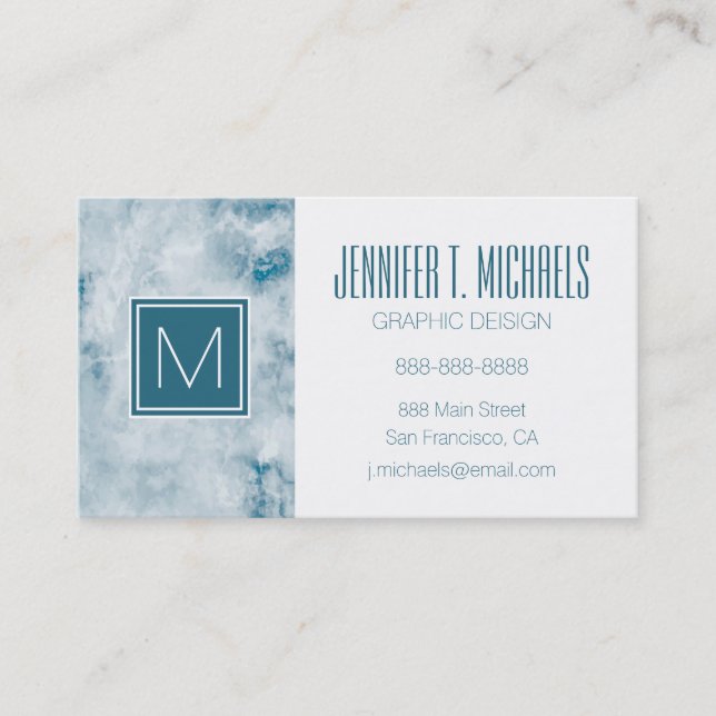 Marble Blue Texture Background Business Card (Front)