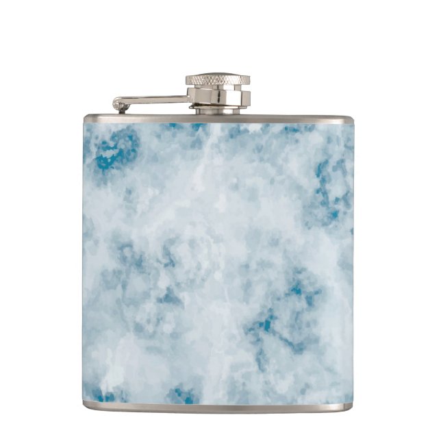 Marble Blue Texture Background Hip Flask (Front)