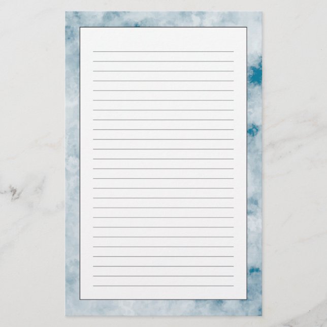 Marble Blue Texture Background Stationery (Front)