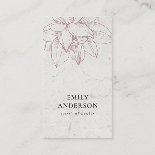 MARBLE BLUSH PINK LOTUS SIMPLE REIKI SPIRITUAL BUSINESS CARD (Front)