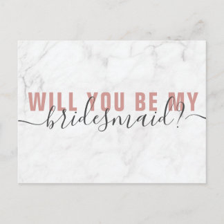 Marble Blush Script Bridesmaid Proposal Card