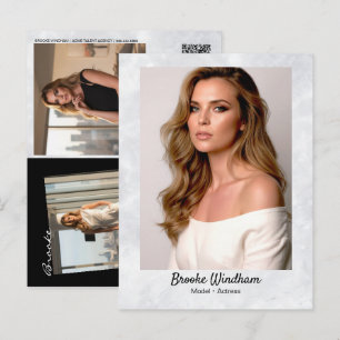 Marble Border Promo Card Postcard   QR Code