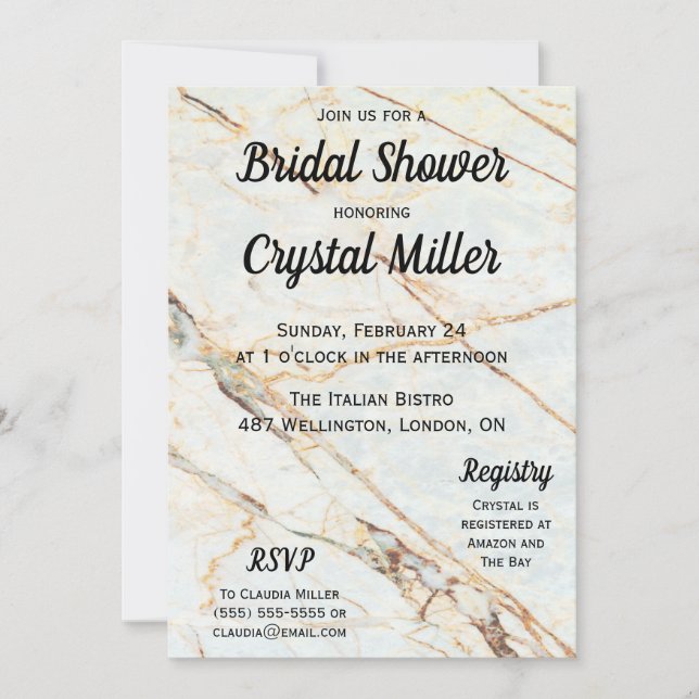 Marble Bridal Shower Invitation (Front)