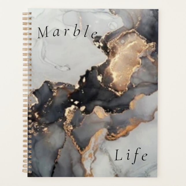 Marble brown, black,White, with gold planner (Front)