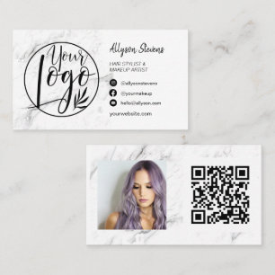 Marble brush hair makeup photo logo qr code business card