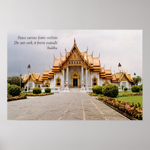 Marble Buddhist Temple of Gold with Peace Poster