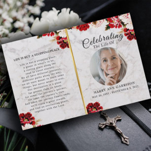 Marble Burgundy Blush Celebration of Life Program