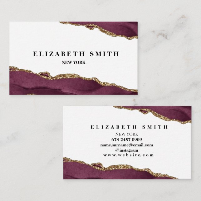 Marble Burgundy  Business Card (Front/Back)