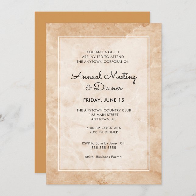 Marble Business Professional Annual Dinner Invitation (Front/Back)