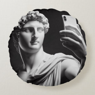Marble bust round cushion